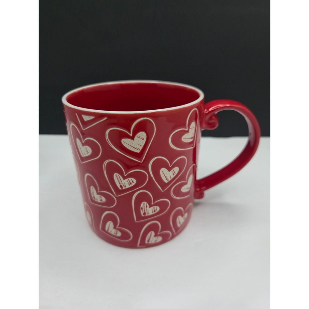 Spectrum Designz Coffee Mug Hearts Red White Ceramic Valentine Cup Large 16oz